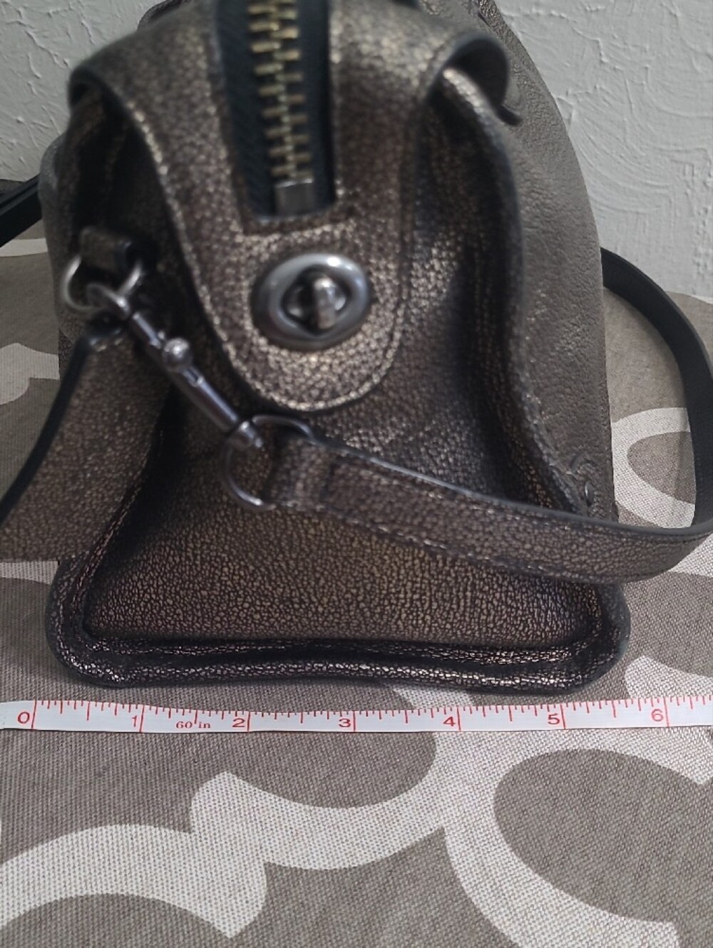 Coach Rhyder 24 Metallic Pewter Leather Satchel Handbag - Picture 11 of 16